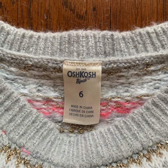 🌈 OshKosh B’Gosh Girls Cozy Fair Isle Sweater - Size 6 Girls - Picture 3 of 6